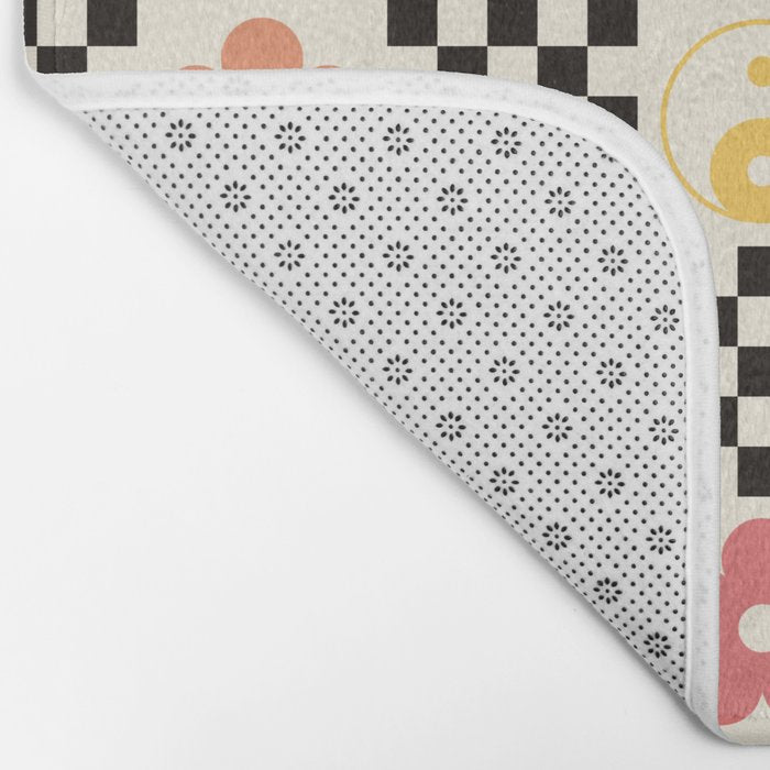 Retro Colorful Nostalgia Double Checker Bath Mat Gallery Image 2