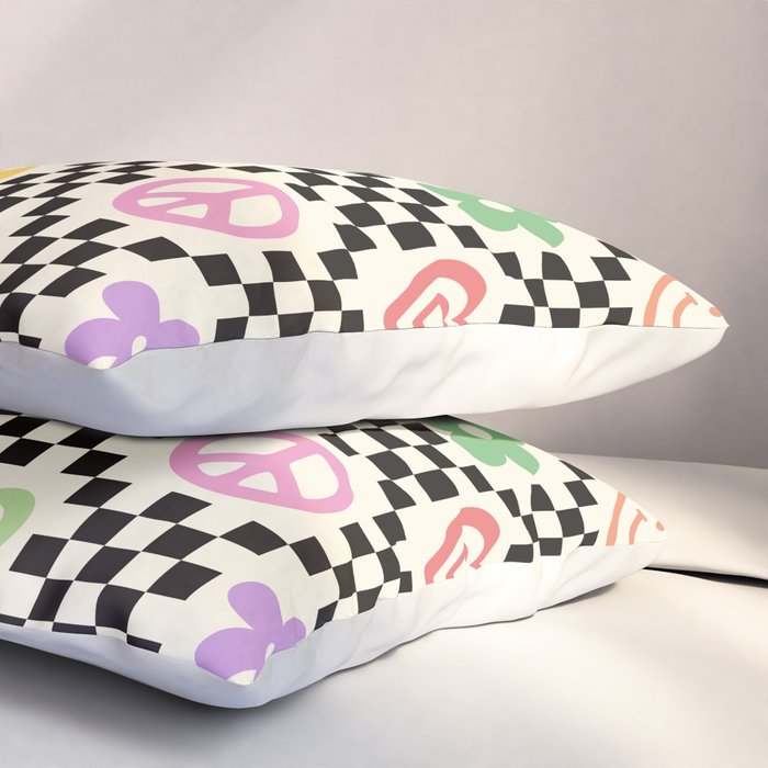 Retro Colorful Nostalgia Double Checker Pillow Sham Gallery Image 3