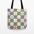 Retro Colorful Nostalgia Double Checker Tote Bag Gallery Image 1