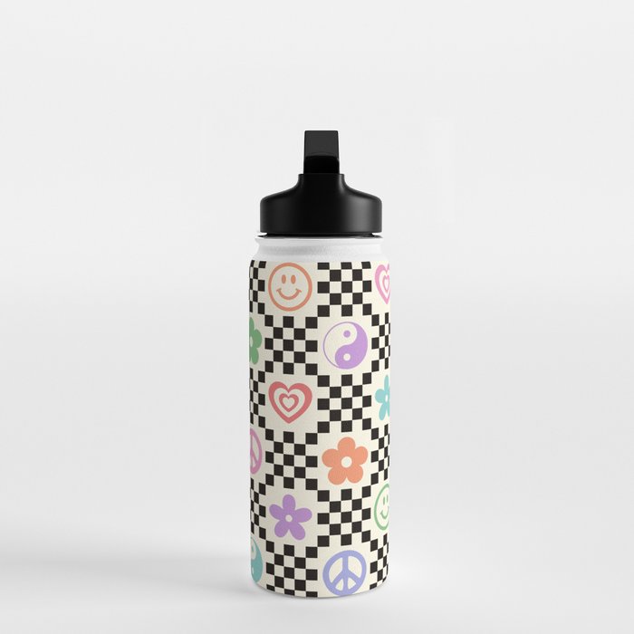 Retro Colorful Nostalgia Double Checker Water Bottle Gallery Image 3