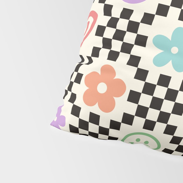 Retro Colorful Nostalgia Double Checker Pillow Sham Gallery Image 4