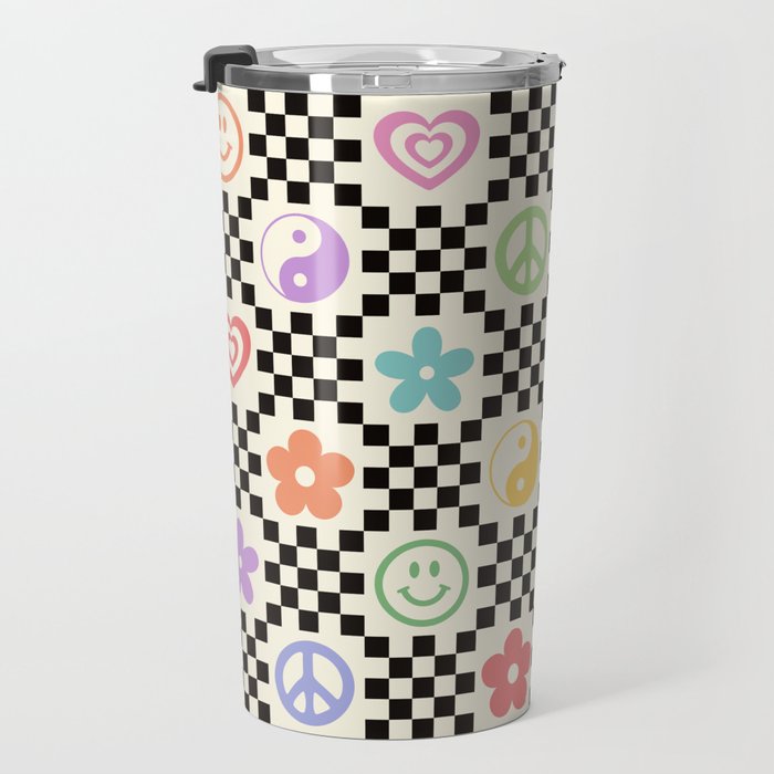 Retro Colorful Nostalgia Double Checker Travel Mug Gallery Image 3