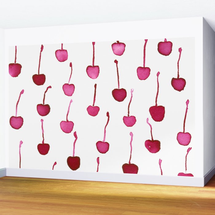 Watercolor Cherries Wall Mural Gallery Image 2