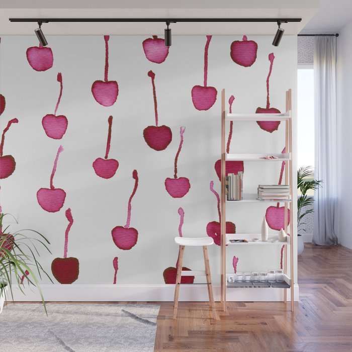 Watercolor Cherries Wall Mural Gallery Image 1