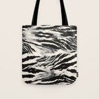 Abstract Zebra Stripe Pattern Modern Black and Beige Animal Tote Bag Gallery Image 1
