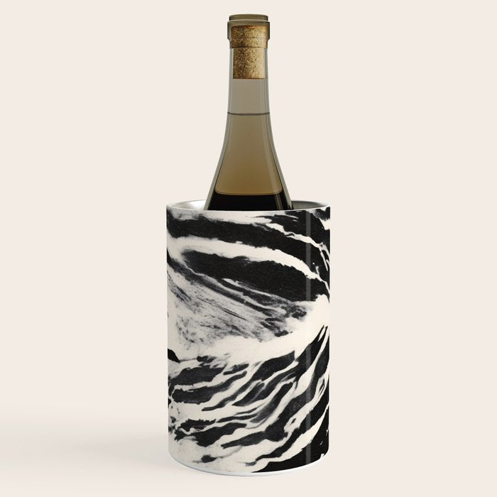 Abstract Zebra Stripe Pattern Modern Black and Beige Animal Wine Chiller Gallery Image 1