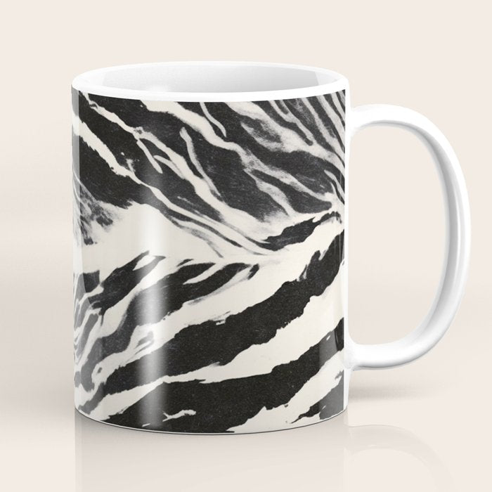 Abstract Zebra Stripe Pattern Modern Black and Beige Animal Coffee Mug Gallery Image 1