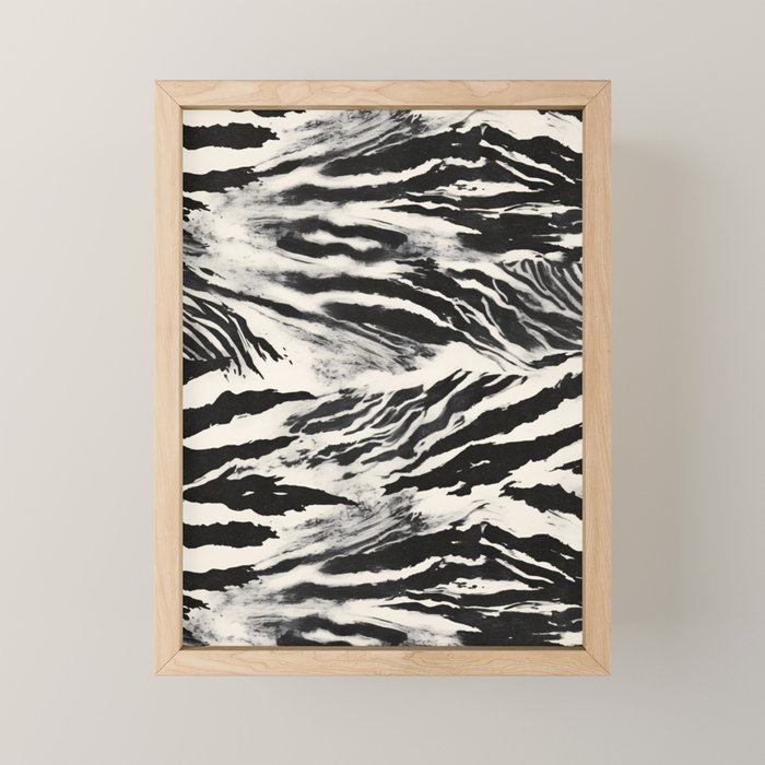 Abstract Zebra Stripe Pattern Modern Black and Beige Animal Mini Art Print Gallery Image 1