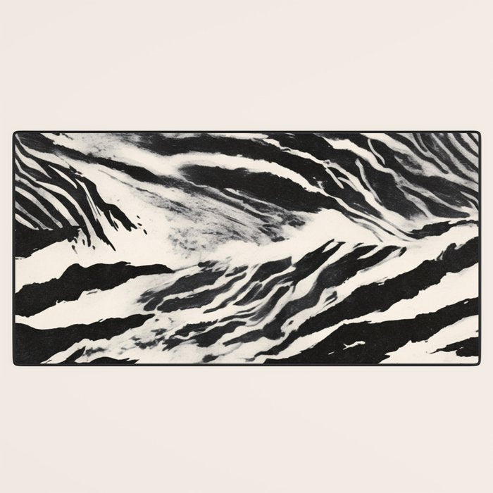 Abstract Zebra Stripe Pattern Modern Black and Beige Animal Desk Mat Gallery Image 3