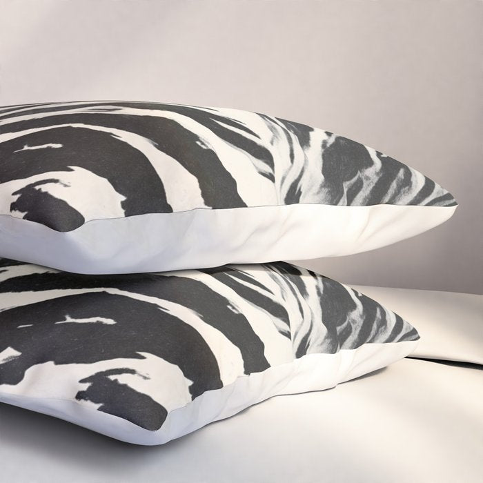 Abstract Zebra Stripe Pattern Modern Black and Beige Animal Pillow Sham Gallery Image 3
