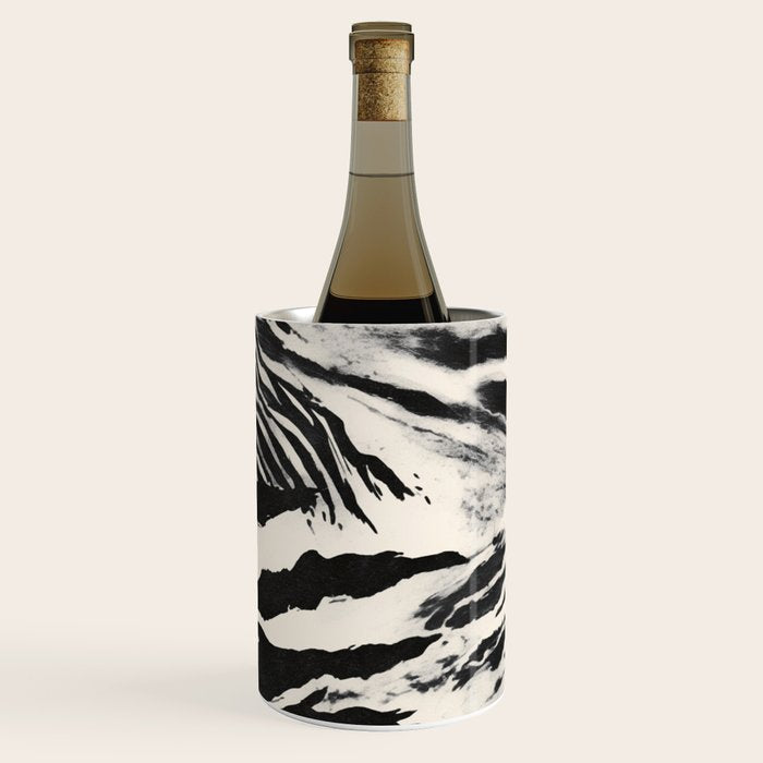 Abstract Zebra Stripe Pattern Modern Black and Beige Animal Wine Chiller Gallery Image 2