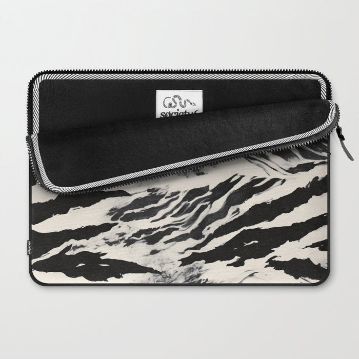 Abstract Zebra Stripe Pattern Modern Black and Beige Animal Laptop Sleeve Gallery Image 2