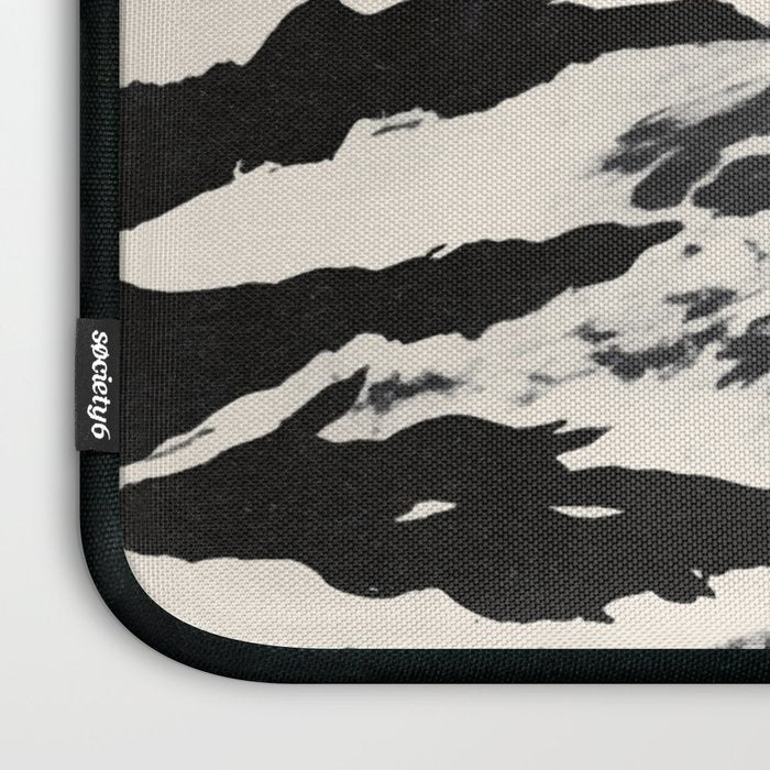 Abstract Zebra Stripe Pattern Modern Black and Beige Animal Laptop Sleeve Gallery Image 3