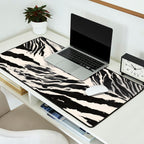 Abstract Zebra Stripe Pattern Modern Black and Beige Animal Desk Mat Gallery Image 2