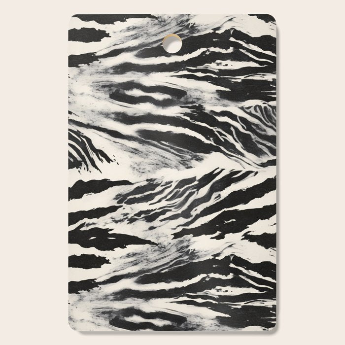 Abstract Zebra Stripe Pattern Modern Black and Beige Animal Cutting Board Gallery Image 1