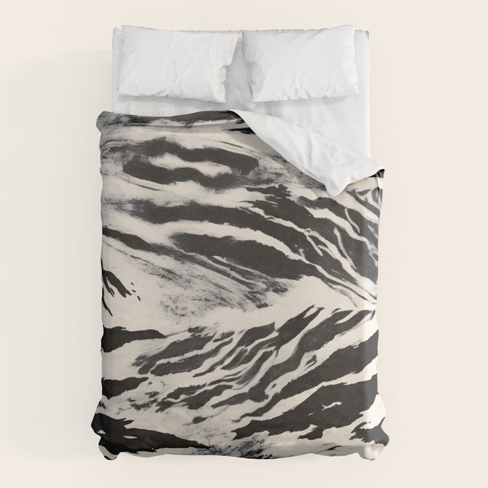 Abstract Zebra Stripe Pattern Modern Black and Beige Animal Duvet Cover Gallery Image 1