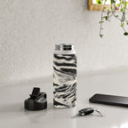 Abstract Zebra Stripe Pattern Modern Black and Beige Animal Water Bottle Gallery Image 4
