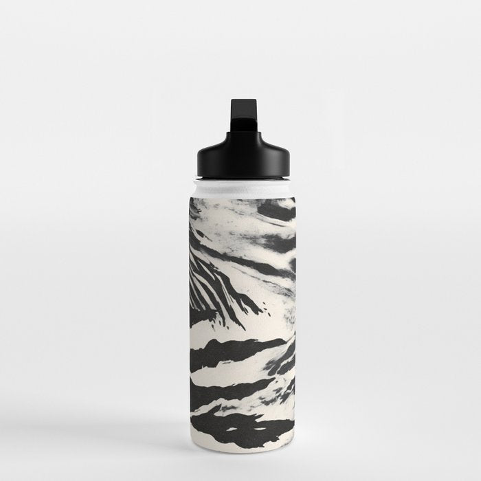 Abstract Zebra Stripe Pattern Modern Black and Beige Animal Water Bottle Gallery Image 3