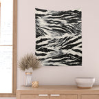 Abstract Zebra Stripe Pattern Modern Black and Beige Animal Wall Tapestry Gallery Image 2