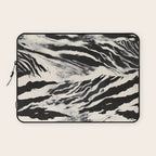 Abstract Zebra Stripe Pattern Modern Black and Beige Animal Laptop Sleeve Gallery Image 1
