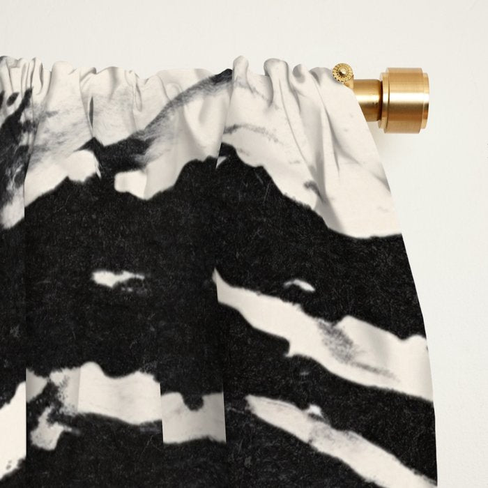 Abstract Zebra Stripe Pattern Modern Black and Beige Animal Window Curtain Gallery Image 2