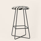 Abstract Zebra Stripe Pattern Modern Black and Beige Animal Stool Gallery Image 1