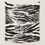Abstract Zebra Stripe Pattern Modern Black and Beige Animal Wall Tapestry Gallery Image 4