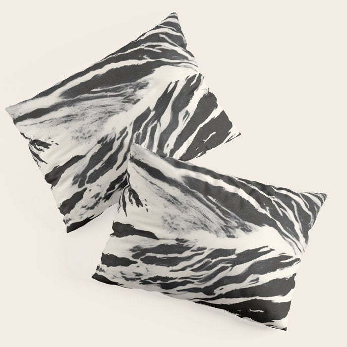 Abstract Zebra Stripe Pattern Modern Black and Beige Animal Pillow Sham Gallery Image 3