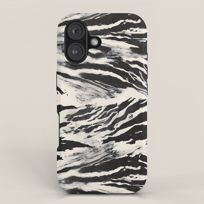 Abstract Zebra Stripe Pattern Modern Black and Beige Animal iPhone Case Gallery Image 1