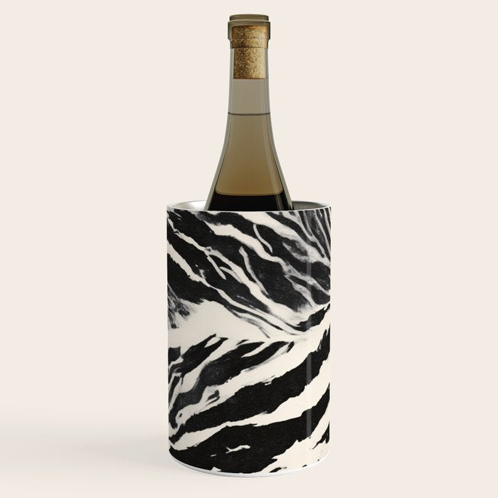 Abstract Zebra Stripe Pattern Modern Black and Beige Animal Wine Chiller Gallery Image 3