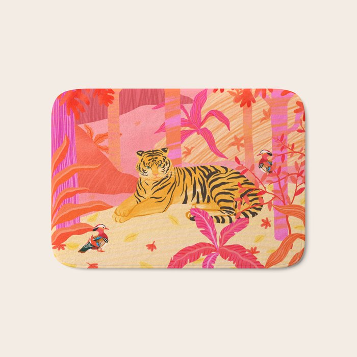 Tiger and Mandarin Ducks Bath Mat Gallery Image 1