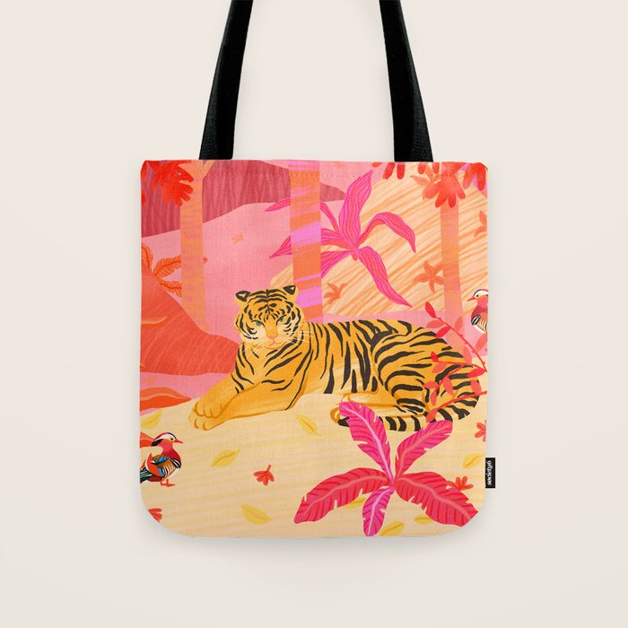 Tiger and Mandarin Ducks Tote Bag Gallery Image 1