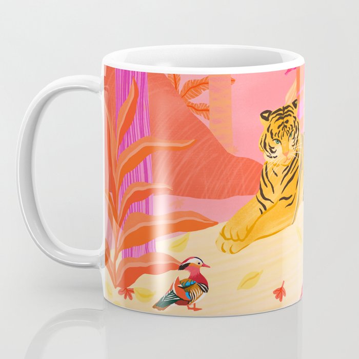 Tiger and Mandarin Ducks Coffee Mug Gallery Image 3