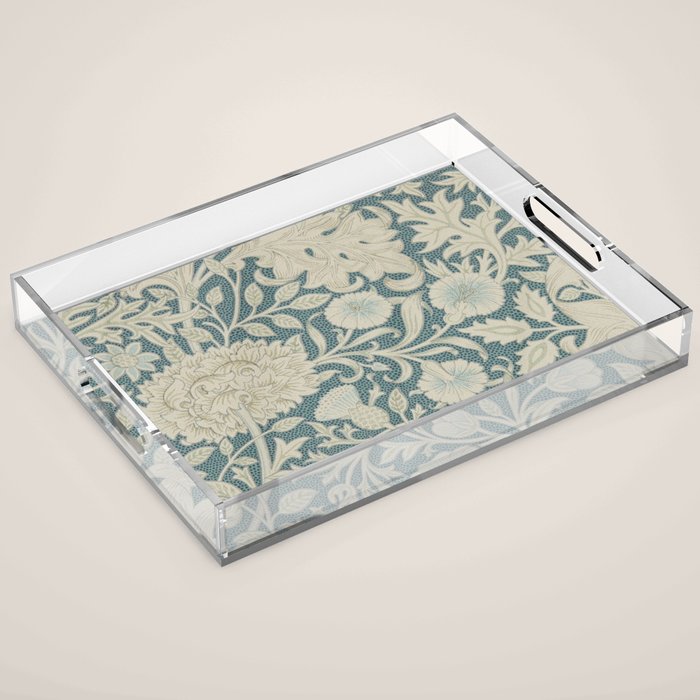 William Morris Double Bough Slate Blue Acrylic Tray Gallery Image 1