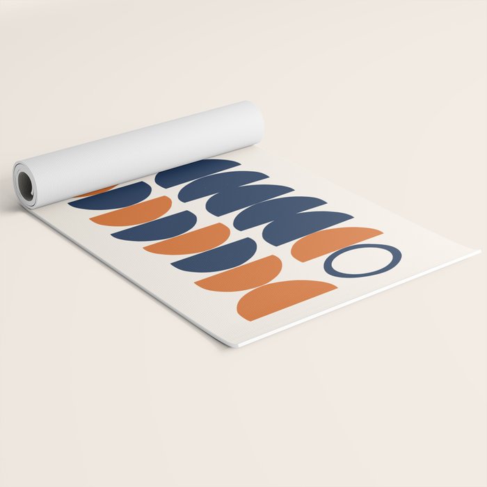 Abstract Shapes 19 in Orange and Navy Blue Yoga Mat Gallery Image 2