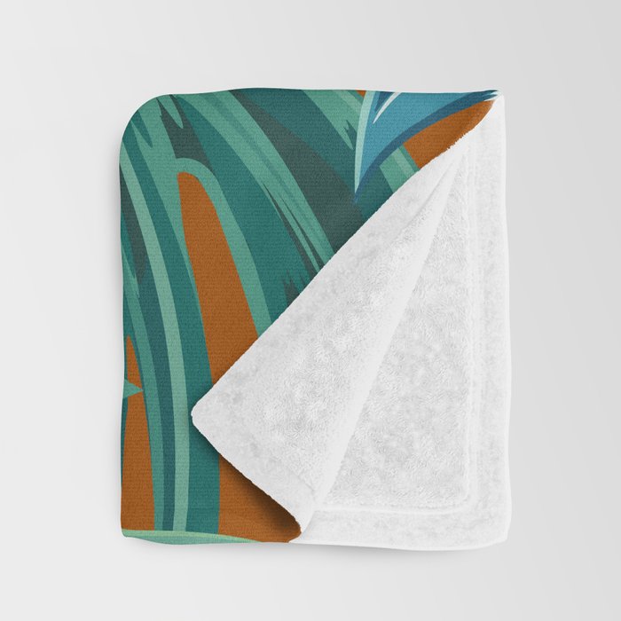 Tropical Monstera Palm Leaves on Orange Throw Blanket Gallery Image 3