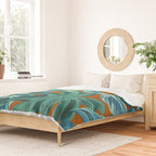 Tropical Monstera Palm Leaves on Orange Duvet Cover Gallery Image 2
