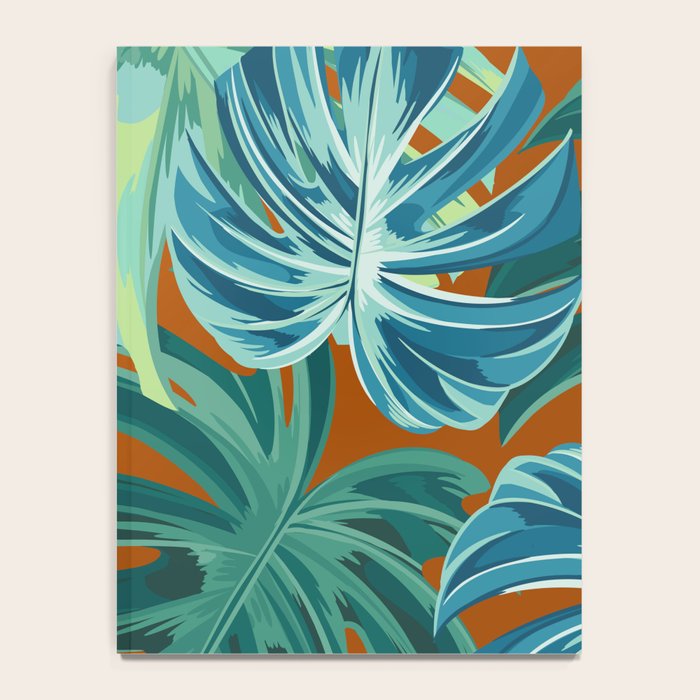 Tropical Monstera Palm Leaves on Orange Notebook Gallery Image 4