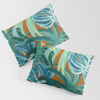 Tropical Monstera Palm Leaves on Orange Pillow Sham Gallery Image 3