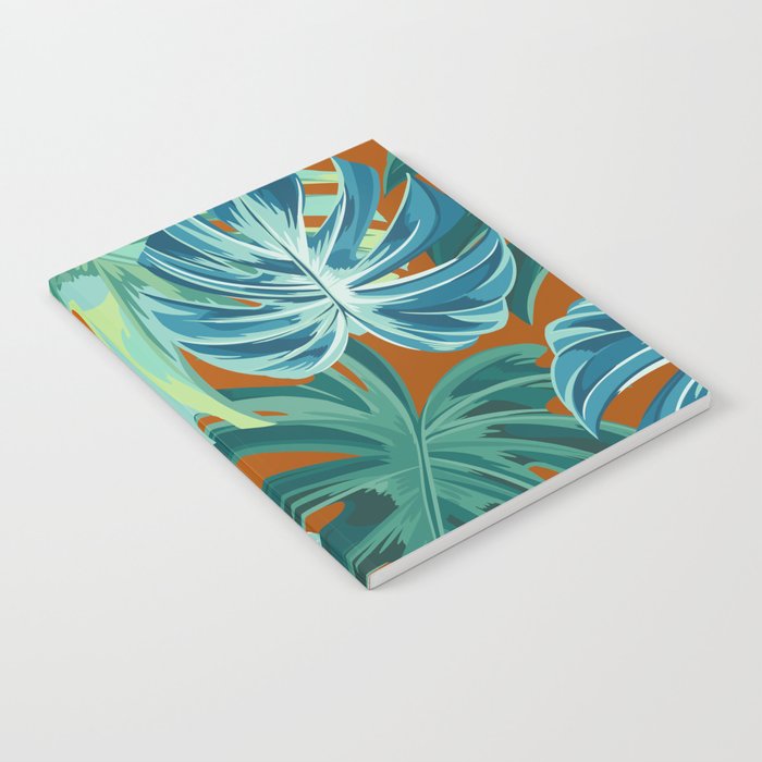 Tropical Monstera Palm Leaves on Orange Notebook Gallery Image 2