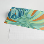 Tropical Monstera Palm Leaves on Orange Wrapping Paper Gallery Image 2