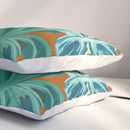 Tropical Monstera Palm Leaves on Orange Pillow Sham Gallery Image 3