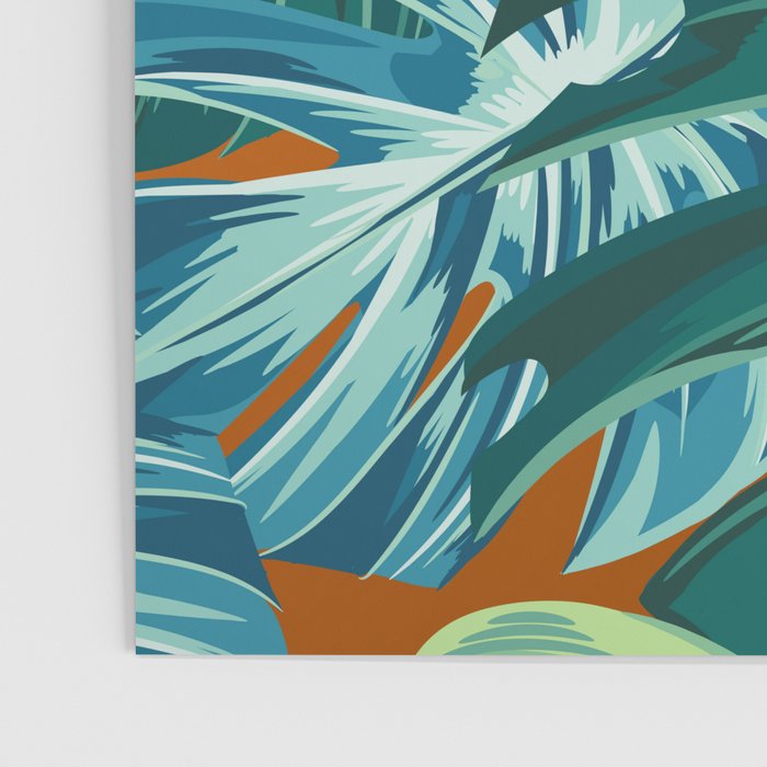 Tropical Monstera Palm Leaves on Orange Poster Gallery Image 3