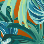 Tropical Monstera Palm Leaves on Orange Coffee Mug Gallery Image 2