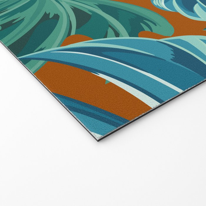 Tropical Monstera Palm Leaves on Orange Welcome Mat Gallery Image 2