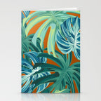 Tropical Monstera Palm Leaves on Orange Stationery Card Gallery Image 2