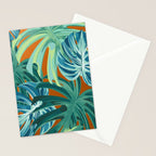 Tropical Monstera Palm Leaves on Orange Stationery Card Gallery Image 2