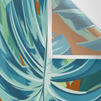 Tropical Monstera Palm Leaves on Orange Wall Tapestry Gallery Image 3