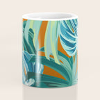 Tropical Monstera Palm Leaves on Orange Coffee Mug Gallery Image 4