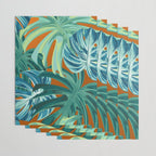 Tropical Monstera Palm Leaves on Orange Wrapping Paper Gallery Image 3